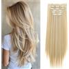 Cybelleza Extension Capelli Clip Lisci 65cm 6PCS Clip in Hair Extension per Capelli Sintetici Lunghi Finti Allugamento Effetto Naturale Dritti Full Head Posticci per Donna, Bionda naturale & bionda