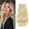 Cybelleza Extension Capelli Clip Mossi 48cm 6PCS Clip in Hair Extension per Capelli Ondulati a Clip Sintetici Lunghi Allugamento Effetto Naturale Ricci Full Head per Donna, Biondo Platino