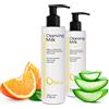 Oïléna Latte Micellare, Detergente Viso, con Vitamina E e Aloe Vera, 3 in 1, Struccante, Anti-Macchie, Pori, Latte Idratante, Contorno occhi, Trucco Waterproof, Imperfezioni, 2 X 200 ml