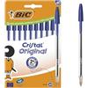 BIC Penne a Sfera Cristal Original con Punta Media (1,00 mm) e Tappi Abbinati al Colore dell'Inchiostro - Blu, Confezione da 10