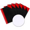 Bantex Landre 100302825 China - Brogliaccio DIN A6, a righe, carta fine senza pasta di legno 60 g/mq, 96 fogli, 6 pezzi, colore: Nero/Rosso