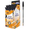 BIC Cristal Original, Penne Nere a Sfera, Punta Media, 1 mm, Confezione 50 Penne, Fornitura per Cancelleria Scuola e Ufficio