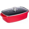 Relaxdays Pirofila da Forno con Coperchio, Teglia 5 L, in Alluminio Rivestito, per Piano Cottura Elettrico e Gas, Rosso, 16 x 39,5 x 22 cm