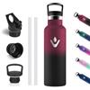 Vikastar Borraccia Termica, 500 ml senza BPA, Thermos per Bevande Calde, Acciaio Inox, Borraccia Bambini, a Prova di Perdite, Borraccia per Scuola, Palestra, Sport, Rosso & Nero