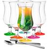Glasmark KROSNO 1992 Glasmark A570032-0420518326LD Set di 6 Bicchieri da Cocktail Max 480 ml Mix Color + cucchiaino Lungo, Vetro e Acciaio Inox