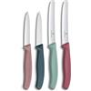 Victorinox Swiss Classic Set di Coltelli per Frutta e Verdura, 4 pezzi, Lama Affilata, Dritta e Seghettata, Fabbricato in Svizzera, Colorato