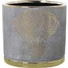 DRW Vaso circolare in ceramica con faccia elefante in grigio e oro 18 x 18 cm