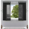 Gardinenbox 61000CN - Set di 2 tende trasparenti per soggiorno, in voile, con chiusura a nastro, 175 x 140 cm (altezza x larghezza), colore nero