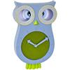 TFA Dostmann orologio da parete per bambini WILLY, 60.3052.06, orologio a pendolo a bassa rumorosità, a forma di gufo, ideale per la camera dei bambini, blu