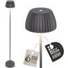 Briloner - Riffle lampada da terra LED senza fili IP44 con touch, 19 x 124 cm, dimmerabile, funzione memoria, lampada da terra a batteria, vincitore del German Design Award 2025, antracite