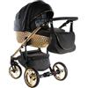 Sojan Passeggino MAGNUM BBtwin 3in1 passeggino completo 3 pezzi ecopelle trio: navicella, passeggino, seggiolino auto. Dettagli in oro e argento. Oro nero