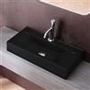 doporro Lavabo da Appoggio o Sospeso Rettangolare 60 cm in Ceramica Nero Opaco con Foro Rubinetto, Lavandino Bagno a Parete per WC o Guardaroba - Brüssel118