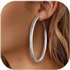 FindChic Orecchini Cerchio Donna in Acciaio Inossidabile Orecchini Donna Acciaio Chirurgico Cerchio Grande 80mm Colore Argento Regalo Confezione