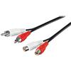 PremiumCord Cavo RCA 5m, 2X Spine RCA RCA su 2X Prese RCA RCA, Cavo di Prolunga Audio, Audio Stereo, per TV, Telefoni Cellulari, MP3, HiFi, Colore Nero