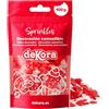 dekora - Sprinkles di zucchero a forma di cuore rossi e bianchi, 100 g - codette e zuccherini per decorare torte e muffin - ideali per San Valentino e occasioni speciali