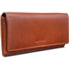 ROYALZ 'Lucia' Portafoglio donna in pelle con protezione RFID - portamonete 11 scomparti carta formato landscape billold, Colore:Texas marrone