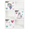 leomark Kubico Slim - Unicorno- libreria colorata per bambini, libreria, pratico scaffale in stile giocoso, ideale per una sala giochi o una cameretta per bambini, dimensioni: 59,5 x 29 x 89,5 cm.