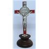 GTBITALY 10.006.11 Croce di San Benedetto smato Rosso Argento smaltato a Mano su Base Legno
