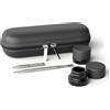 JCASE Dabbing Tool - Set di 2 strumenti in titanio per olio di cera concentrata Dab colofonia resina strumenti inclusi due contenitori in vetro da 5 ml in kit da viaggio nero