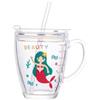Dvagoent 350ml Bicchiere con Cannuccia Tazza Colazione, Tazza da Latte, con Coperchio, Cannuccia, Pennello per Cannuccia (Sirena)