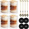 CPROSP 4x 350ml Tazza Caffè Doppio Vetro Borosilicato, Bicchierini Doppia Parete con 4x Cucchiaini + 4x Sottobicchiere, Bicchieri Espresso Doppia Parete Effetto Flottante Senza Condensa