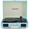 Crosley Cruiser Plus Giradischi con 2 altoparlanti, Bluetooth e AUX - Giradischi Vintage a 3 velocità - Per vinili da 7, 10 e 12 - Portatile con custodia integrata (Turquese.)