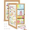 Joyshare Disegni Bambini Cornice A4, con Orizzontale o Verticale, Frontale Cornice Portafoto Artistica Apribile, Artistiche Cornici per Disegno Bambini, Legno Naturale, A4, 2 Pezzi