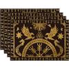Artoid Mode Set di 4 tovagliette in oro con albero della vita, motivo: corvo, 30 x 45 cm