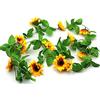 KiKiHong Mila-Amaz - Ghirlanda di girasoli artificiali, confezione da 3, ghirlanda di fiori gialli finti da appendere, in seta con foglie, piante da appendere, ghirlande di fiori per casa e giardino