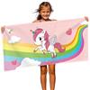 FEELJAM Telo mare Unicorno 70 x 140 cm Asciugamano da spiaggia per bambini, asciugamano da bagno per ragazze Teli mare- Ponte Arcobaleno e Unicorno