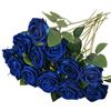 RXKFIGX 12 Pezzi Rose Fiori Artificiali Bouquet di Fiori di Seta Artificiale Rose Blu Finte in Seta Artificiale Rose Finte per Decorazioni per Matrimoni Home Office Cucina Ufficio Giardino（Blu）