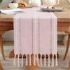 meioro Runner da Tavola Moderno, Tovaglia Runner 33x123cm con Nappe Fatto a Mano, Runner da Tavolo a Righe Vintage, Decorazione da Tavolo per Interni ed Esterni Cucina Pranzo casa Festa (Rosa)