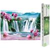 DCIDBEI Diamante Ricamo Paesaggio 50x40 cm - Pietre quadrate, Fiori, Cascate