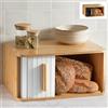 Praknu Portapane Moderno in Legno FSC® Grande con Porta Scorrevole - Cassetta Portapane da Cucina 40 x 28 cm - Salva spazio - per Mantenere Il Pane Croccante - Bianco