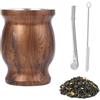 ARCPNRT Yerba Mate Cup, Boccali in Acciaio Inox a Doppia Parete da 230 ml, con Cannuccia e Spazzola per la Pulizia, per Uso Domestico, Ristoranti e Hotel, Boccali Facili da Pulire, Legno