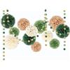 ROEOWENE 15PCS Fiori di Carta per Decorazioni Pon Pon Carta Velina Pom Pom Decorativi da Appendere Ventaglio Palla Fiori Giganti per Allestimenti per Compleanno,Matrimonio,Battesimo,Festa-Verde