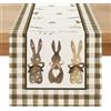 Miuyunya Runner da Tavolo Moderno Miuyunya 40 x 180 cm - Motivo Coniglio e Fiori, Beige, Poliestere, Lavabile