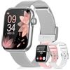 DEKELIFE Smartwatch Donna con Chiamate Bluetooth, 1,85'' HD Orologio con Fisiologia Feminile/SpO2/Sonno/Cardiofrequenzimetro, 100+ Sportive Fitness, Impermeabile IP68 Contapassi Android iOS Argento