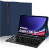 IVEOPPE Tastiera Samsung Galaxy Tab S9FE Plus 12.4 2023, Cover Tastiera Samsung tab S9 Plus, Tastiera Italiano Bluetooth Rimovibile per GalaxyTab S9Fe/S9+, Blu scuro