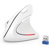 TECKNET Mouse Verticale, 4800 DPI Mouse Wireless Ergonomico, Protegge Il Braccio, Mouse Senza Fili 6 Pulsanti per PC, Laptop, Mac, Bianco