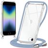 Oelrstfe Cover con Cordino per iPhone 8/iPhone SE 2020/iPhone 7/SE 2022, Trasparente Silicone Custodia con Regolabile Collana Laccio Tracolla, Antigraffio Proteggere Case Corda per iPhone 8, Blu