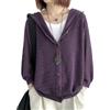 Di Yi Jia1 Giacca Cardigan Lavorato A Maglia da Donna Street Trend Loose Casual Sottile Ritaglio Manica A Tre Quarti Top Giacca con Cappuccio è Adatto per La Primavera e L'Autunno M