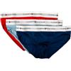 Tommy Hilfiger Slip Uomo TH Confezione 3 Slip Mutande Elastico a Vista Cotone Elasticizzato Underwear Articolo UM0UM02764, 0XZ Fierce Red/Well Water/Anchor Blue, M
