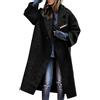shownicer Trench Donna Cappotto in Lana a Maniche Lunghe Giacca Lunga con Bottoni Risvolto Cappotto Curvy Giacca Blazer Cardigan con Tasche Autunno E Inverno Outwear A Nero L