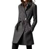 Generico Cappotto in Lana Da Donna Autunno E Inverno Trench Da Ufficio Doppiopetto Slim Fit Di Media Lunghezza Tweed Elegante E Versatile Da Trench (Grigio,S)