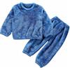 Generisch Pigiama per bambini e bambine, invernali, a maniche lunghe, in pile, 2 pezzi, per abbigliamento, Blu, 18-24 Monate