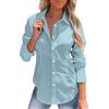 Generic Camicia Flanella Donna-Camicia da Donna alla Moda con Risvolto, Manica Lunga, Bottoni in Lino, Tinta Unita, vestibilità Slim Grembiule per Lavoro
