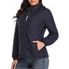 Generic Giacca trapuntata da donna, leggera, senza cappuccio, per le mezze stagioni, da donna, taglie forti, calda giacca invernale con chiusura lampo, trapuntata con 2 tasche con zip, piumino con colletto