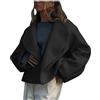Generic Cappotti da donna Saldi Liquidazione Versatile Casual e Personalizzato Cardigan Outwear con colletto ampio e giacca corta di lana - Per outdoor pioggia leggera, autunno, inverno, 1 nero, M