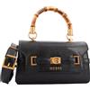 Guess Borsa A Mano Tri Comp Top Handle Flap Con Manico Bamboo Sibel HWKB9506200 Nero